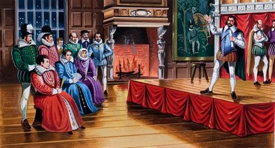 Rappresentazione di una commedia di Shakespeare a corte da English School