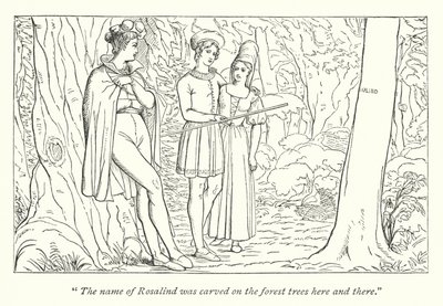 Come vi piace di Shakespeare; Orlando vede Rosalinda travestita da Ganimede (incisione) da English School