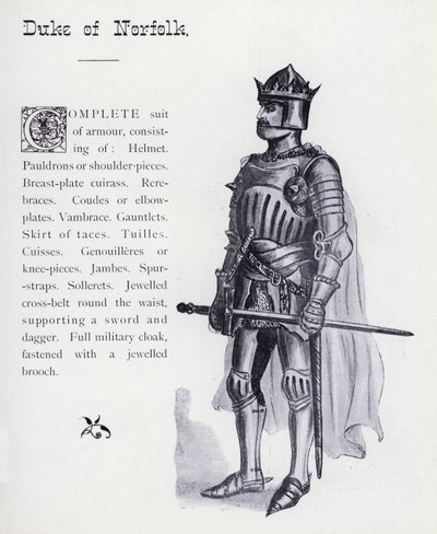 Re Riccardo III di Shakespeare: Duca di Norfolk (litografia) da English School