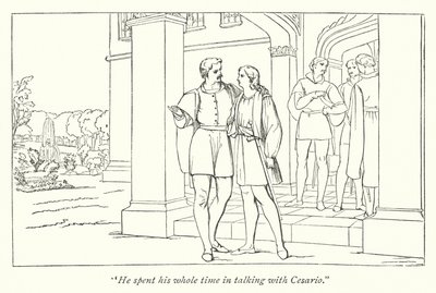 La dodicesima notte di Shakespeare; Orsino manda Viola da Olivia (incisione) da English School