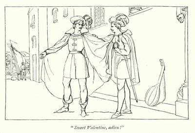 I due gentiluomini di Verona di Shakespeare; La separazione di Valentino e Proteo (incisione) da English School