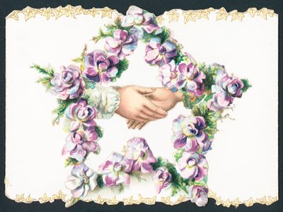 Stretta di mano dentro una stella di fiori da English School