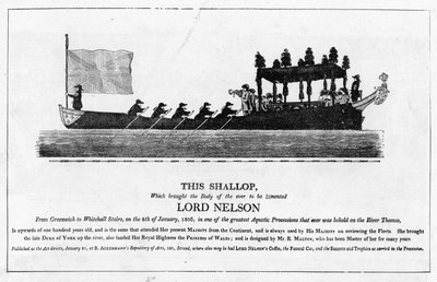 Scialuppa che trasporta il corpo di Lord Nelson, 8 gennaio 1806 da Greenwich a Whitehall Stairs da English School