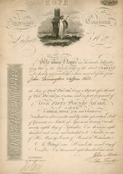 Quota per la Hope Insurance Company, Ludgate Hill, Londra da English School