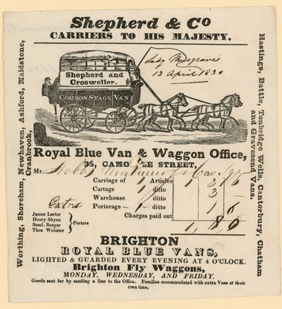 Fattura di Shepherd & Co. Brighton a Londra da English School