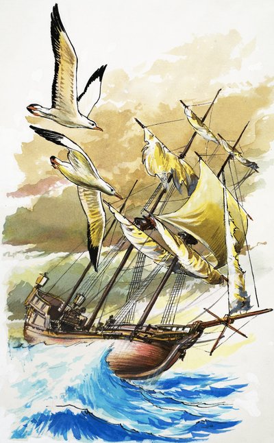 Nave in mare tempestoso da English School