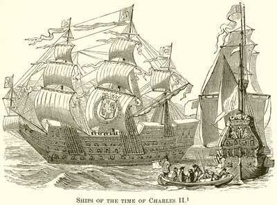 Navi del tempo di Carlo II da English School