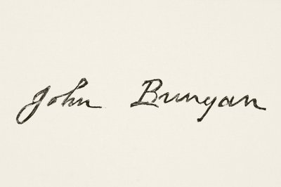 Firma di John Bunyan, da The National and Domestic History of England di William Hickman Smith Aubrey (1858-1916) pubblicato a Londra, c.1890 da English School