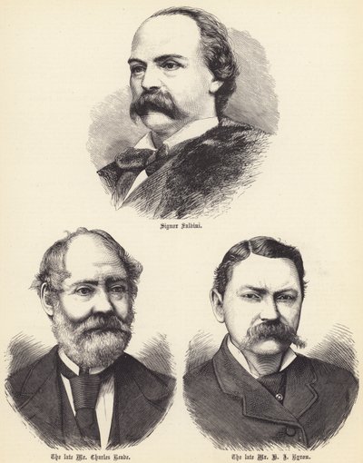 Signor Salvini, il defunto Mr Charles Reade, il defunto Mr H J Byron (incisione) da English School