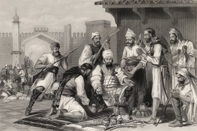 Truppe Sikh che dividono il bottino preso dai ribelli, da 