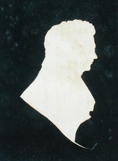 Silhouette di Michael Faraday (1800-79) dal suo album di ritagli da English School