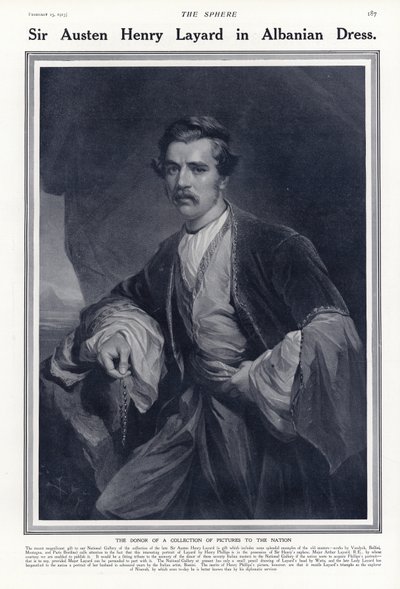 Sir Austen Henry Layard in abito albanese da English School