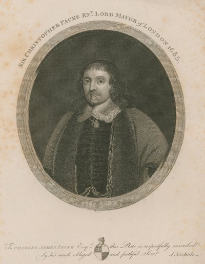 Sir Christopher Packe, Lord Mayor di Londra, 1655 da English School