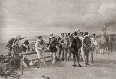 Sir Francis Drake che gioca a bocce, con l