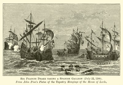Sir Francis Drake cattura un Galeone Spagnolo, 22 luglio 1588 da English School