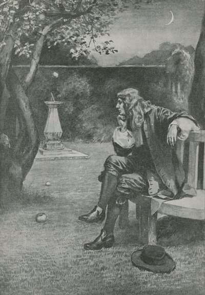 Sir Isaac Newton vede una mela cadere da English School