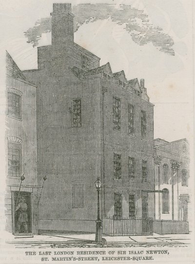 Casa di Sir Isaac Newton, St Martins Street, Leicester Square, Londra da English School