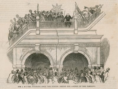 Sir Isambard Brunel si ritira dal tunnel tra gli applausi della compagnia da English School