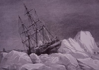 Sir John Franklin, spedizione del 1845 per trovare il Passaggio a Nord-Ovest, nave Terror bloccata nel ghiaccio, fine XIX secolo (incisione) da English School