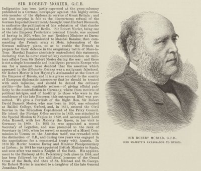 Sir Robert Morier, GCB, Ambasciatore di Sua Maestà in Russia (incisione) da English School