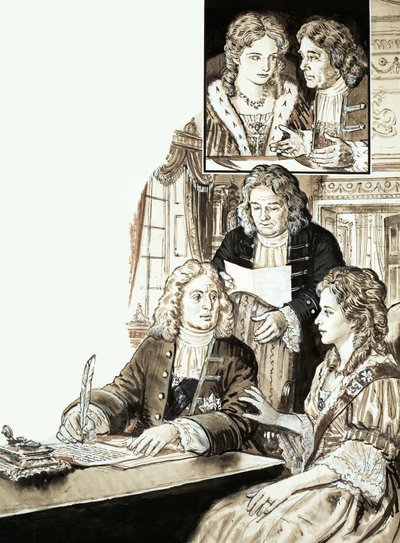 Sir Robert Walpole e Re Giorgio II da English School