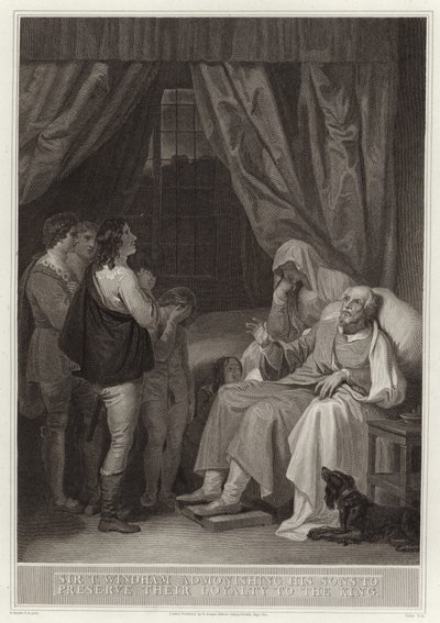 Sir T Windham ammonisce i suoi figli a preservare la loro lealtà al re da English School