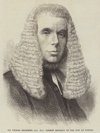Sir Thomas Chambers, QC, MP, Common Serjeant della Città di Londra (incisione) da English School