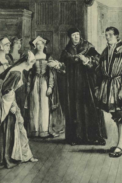 Sir Thomas More porta Holbein a Casa (litografia) da English School