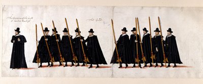 Sir Walter Raleigh, Capitano della Guardia, e la Guardia. Parte del corteo funebre della Regina Elisabetta I verso l