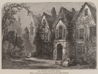 La casa di Sir Walter Raleigh (incisione) da English School
