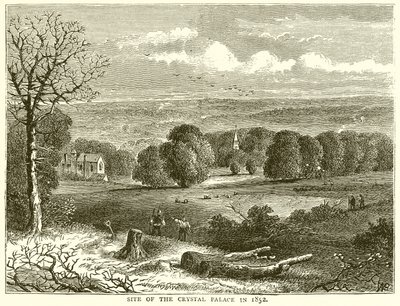 Sito del Crystal Palace nel 1852 da English School