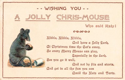 Topo grigio seduto, cartolina di Natale da English School