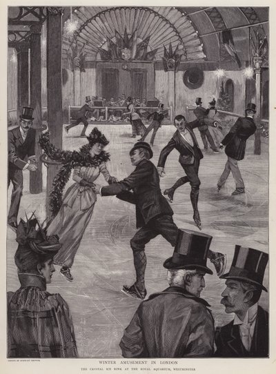 Pattinaggio alla Crystal Ice Rink al Royal Aquarium, Westminster, Londra da English School