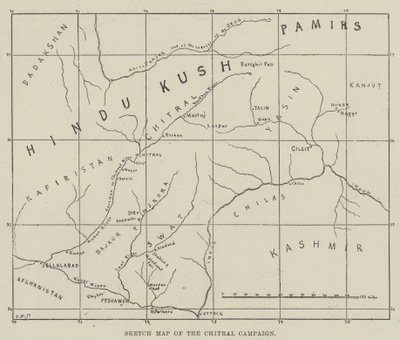 Mappa schizzata della campagna di Chitral da English School