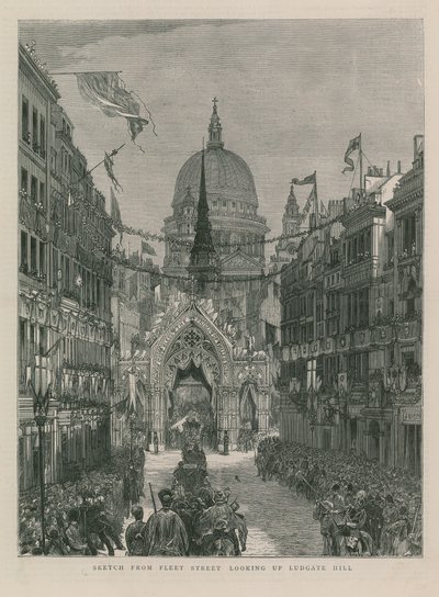 Schizzo da Fleet Street guardando verso Ludgate Hill da English School