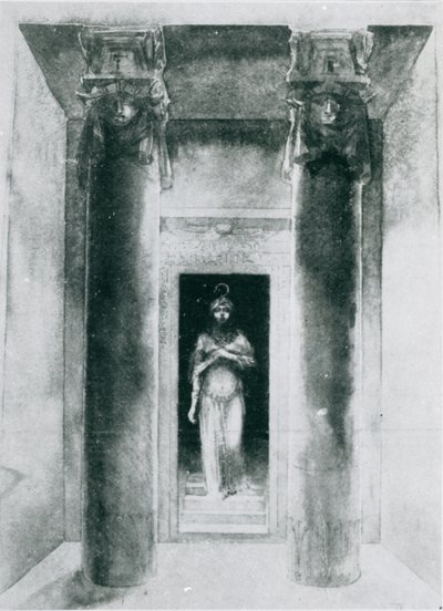 Schizzo di Moina Mathers (1865-1928) nel ruolo della Somma Sacerdotessa Anari, che esegue i Riti di Iside, Parigi, 1899 da English School
