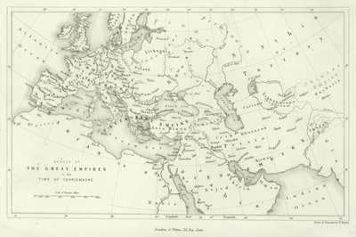 Schizzo dei grandi imperi al tempo di Carlo Magno da English School