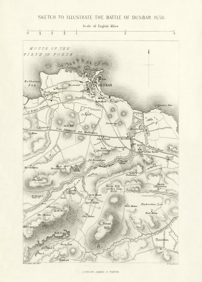 Schizzo per illustrare la Battaglia di Dunbar, 1650 da English School