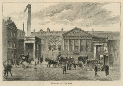 Schizzi alla Royal Mint, Tower Hill; esterno della Zecca da English School