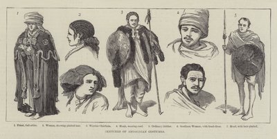 Schizzi di costumi abissini (incisione) da English School