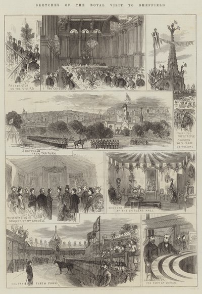 Schizzi della visita reale a Sheffield da English School
