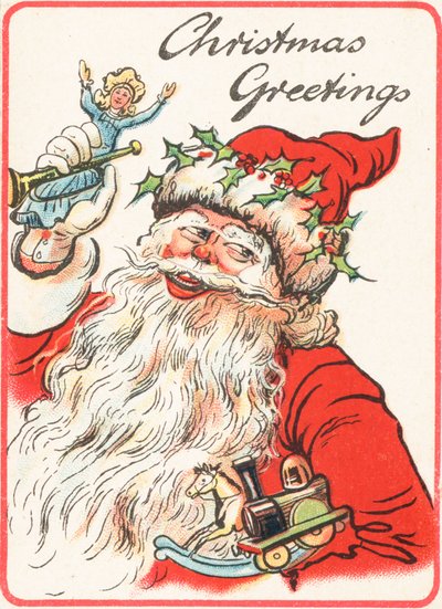 Babbo Natale sorridente con giocattoli da English School