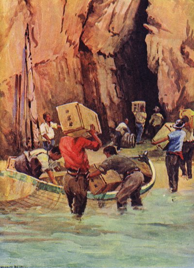 Contrabbandieri che nascondono il loro contrabbando in grotte da English School
