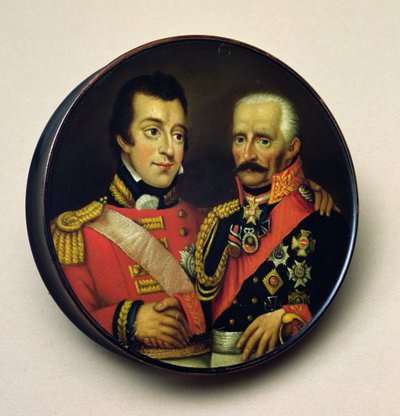 Tabacchiera con ritratti di Arthur Wellesley (1769-1852) Duca di Wellington e Gebbard Leberecht (1742-1819) Feldmaresciallo, Principe von Blucher da English School