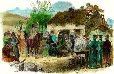 Condizioni sociali in Irlanda nel 1848 espulsione dei contadini (illustrazione London News del 16 dicembre 1848) da English School