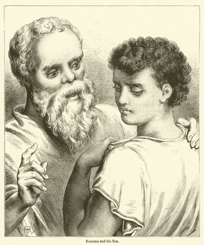 Socrate e suo figlio (incisione) da English School