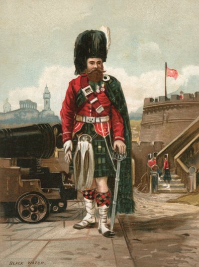 Soldato del Black Watch (Royal Highlanders) (cromolitografia) da English School
