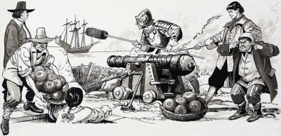 Soldati che sparano un cannone da English School