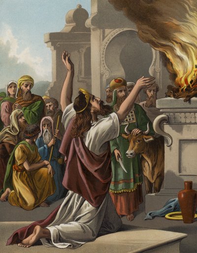 La preghiera di Salomone alla dedicazione del tempio (cromolitografia) da English School