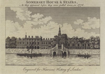 Somerset House e scale, Londra, come apparivano prima di essere demolite nel 1776 da English School